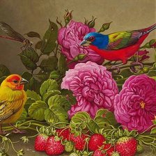 Оригинал схемы вышивки «Flores e pássaros.» (№2339585)