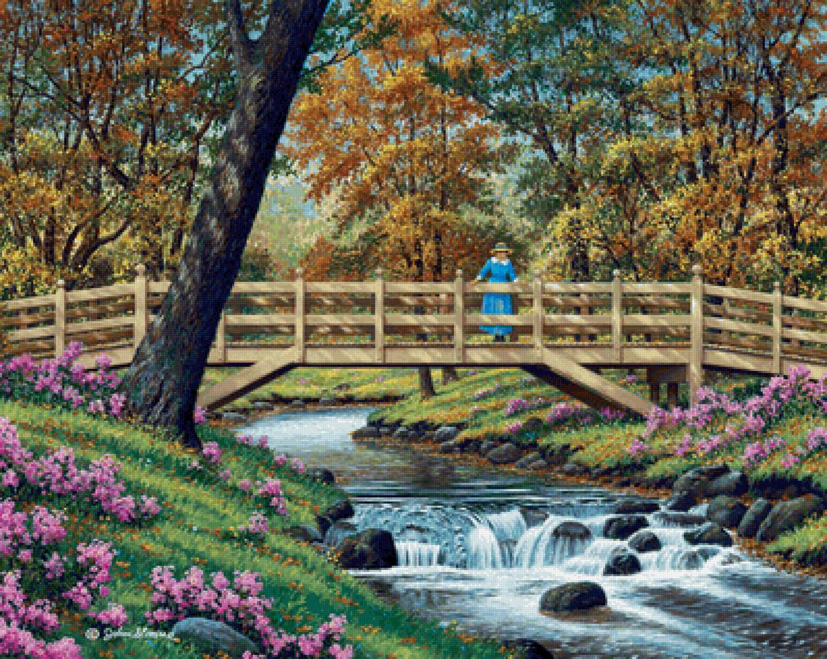 мостик через ручей - пейзажи - предпросмотр