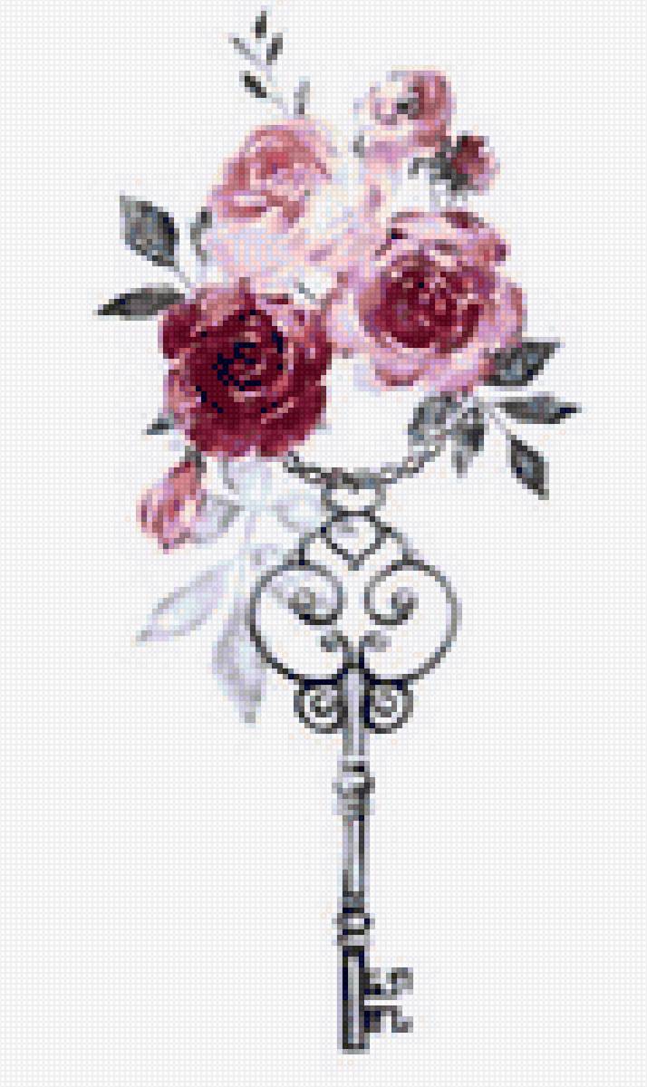 Ключ с цветами - ключ - предпросмотр