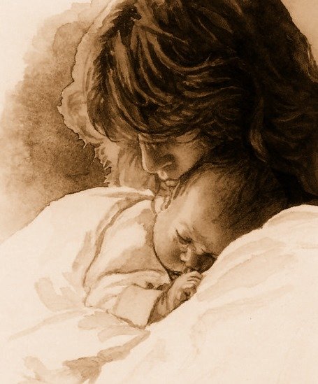 Мать и дитя сепия - детство, материнство, мать, дети, ребенок, младенец - оригинал