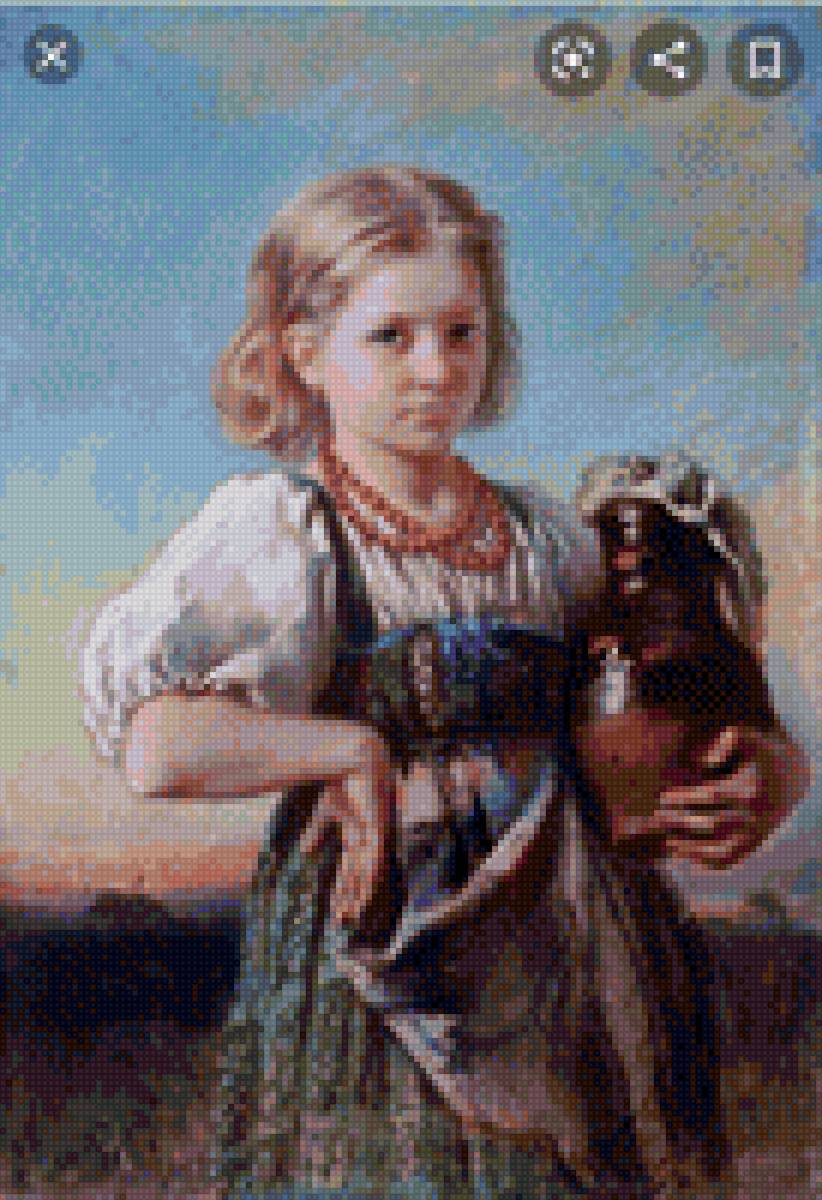 Девочка с кувшином. Маковский 137*200 - девочка, маковский, поле, деревня - предпросмотр
