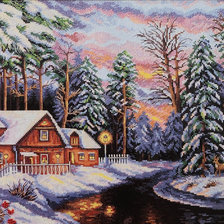 Схема вышивки «домик в лесу»