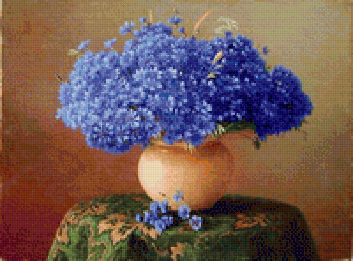 васельки - цветы синие, ваза - предпросмотр