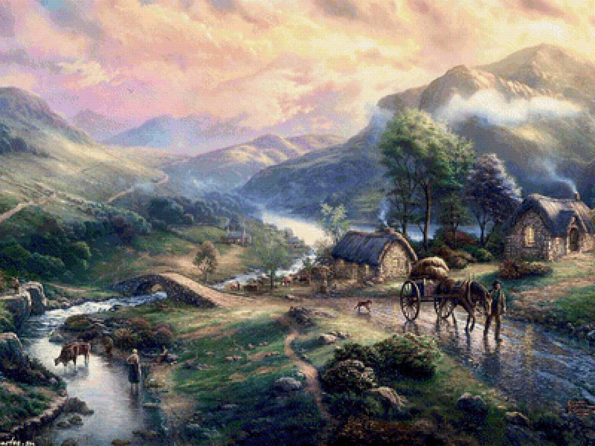 деревня в горах - пейзажи - предпросмотр