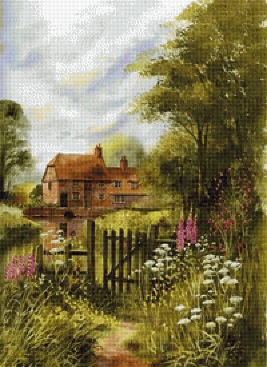 Усадьба - лето, деревня, дом, усадьба, цветы - предпросмотр