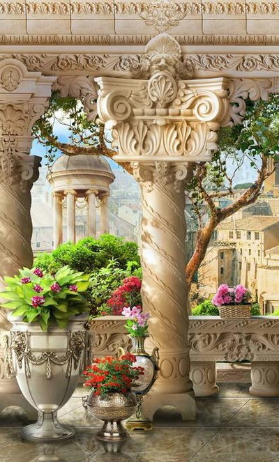 древние развалины. схема№1 - город, растения, развалины - оригинал