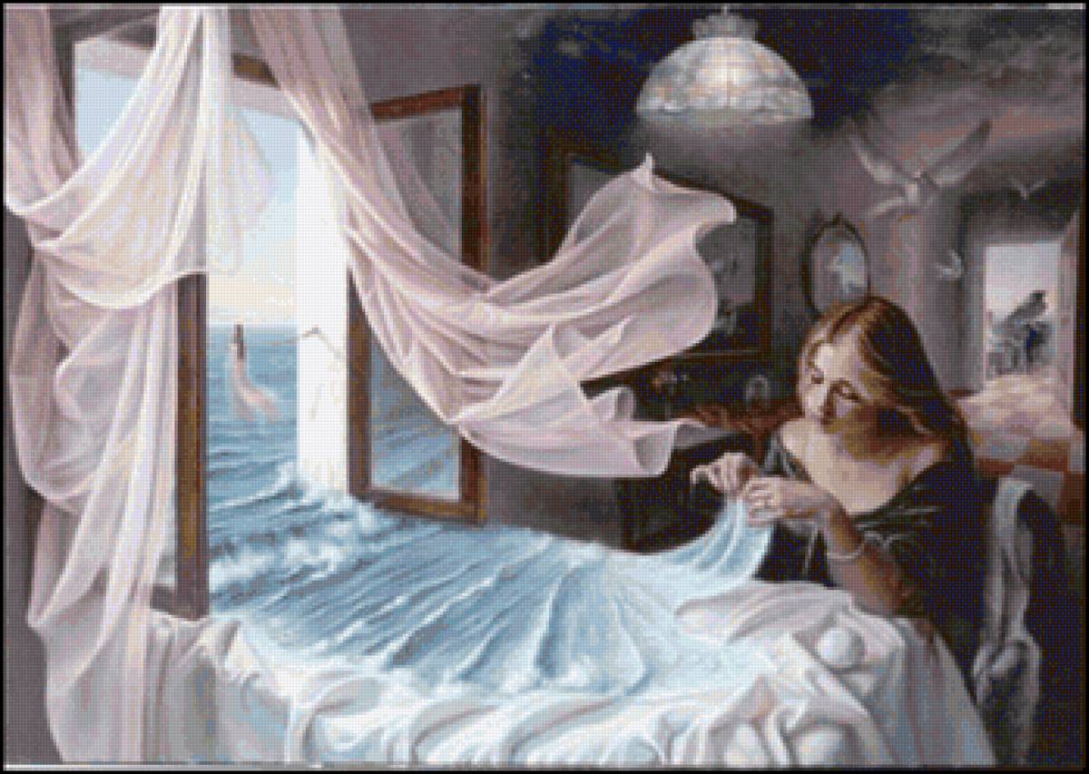 Девушка и море - девушка, море - предпросмотр