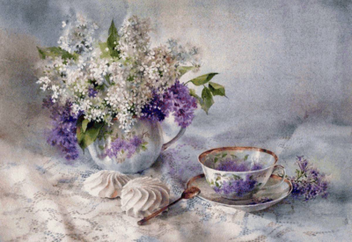 Натюрморт - сирень, зефир - предпросмотр