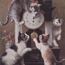 Схема вышивки «Котята и часы»