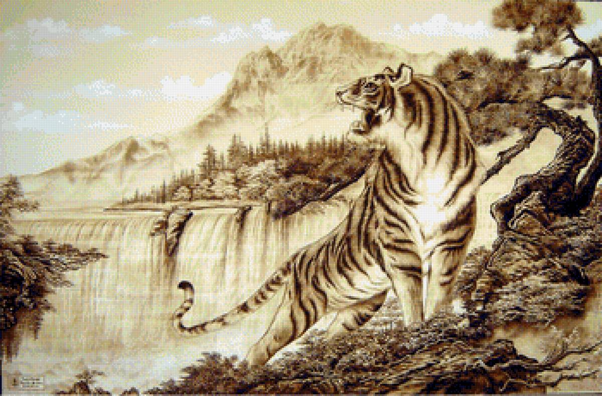 тигр - гора, тигр, природа - предпросмотр