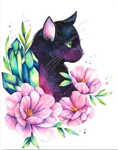 Космо котик - котик, цветы, космос - оригинал