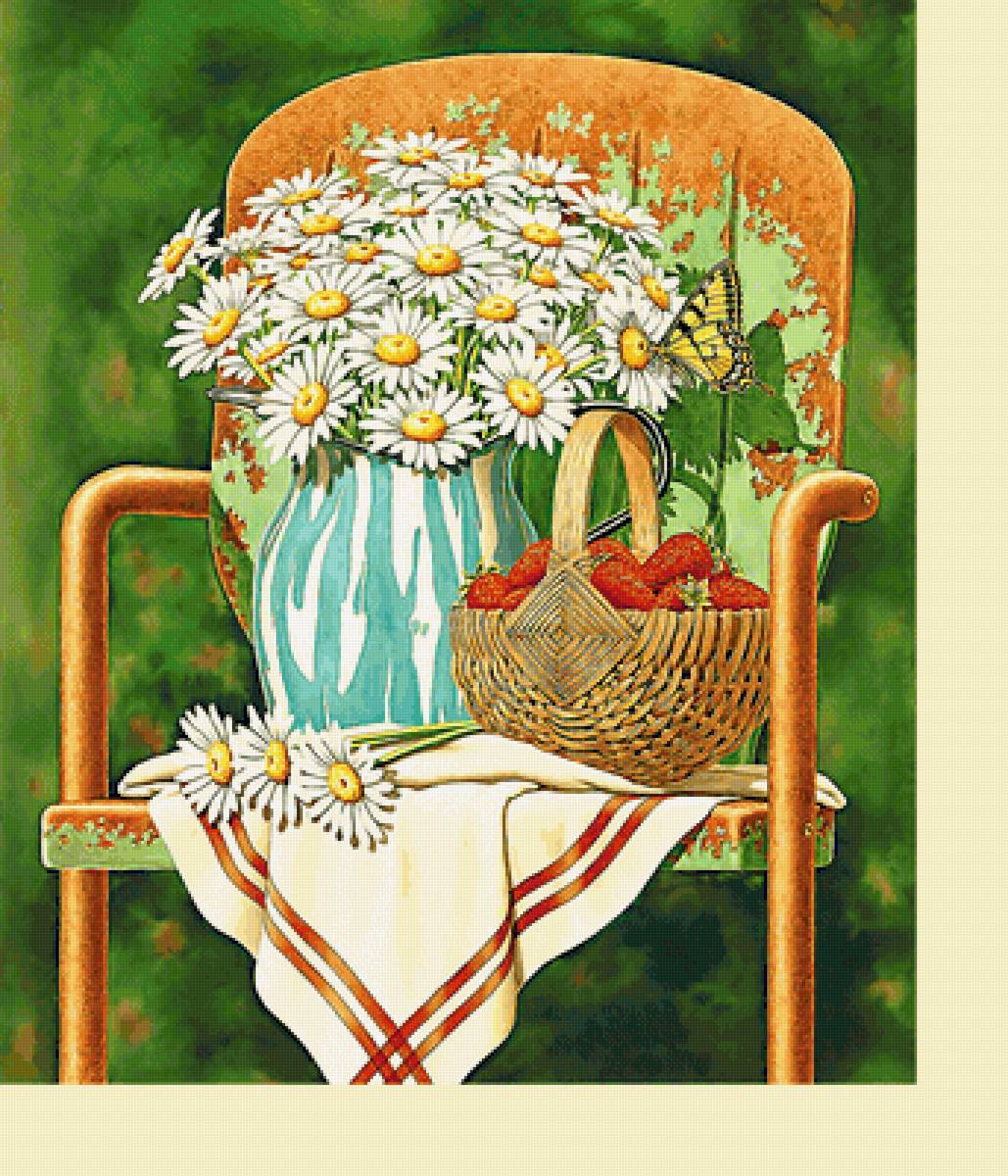 Серия "Натюрморт" - букет, натюрморт, цветы, клубника - предпросмотр