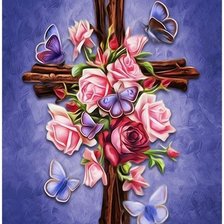 Схема вышивки «cruz con flores»