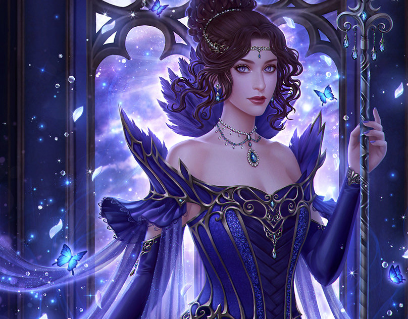 Девушка с посохом - девушка, фэнтези, романтика - оригинал