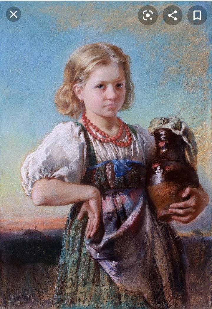 Девочка с кувшином 40 цветов - живопись, девочка, маковский, поле - оригинал