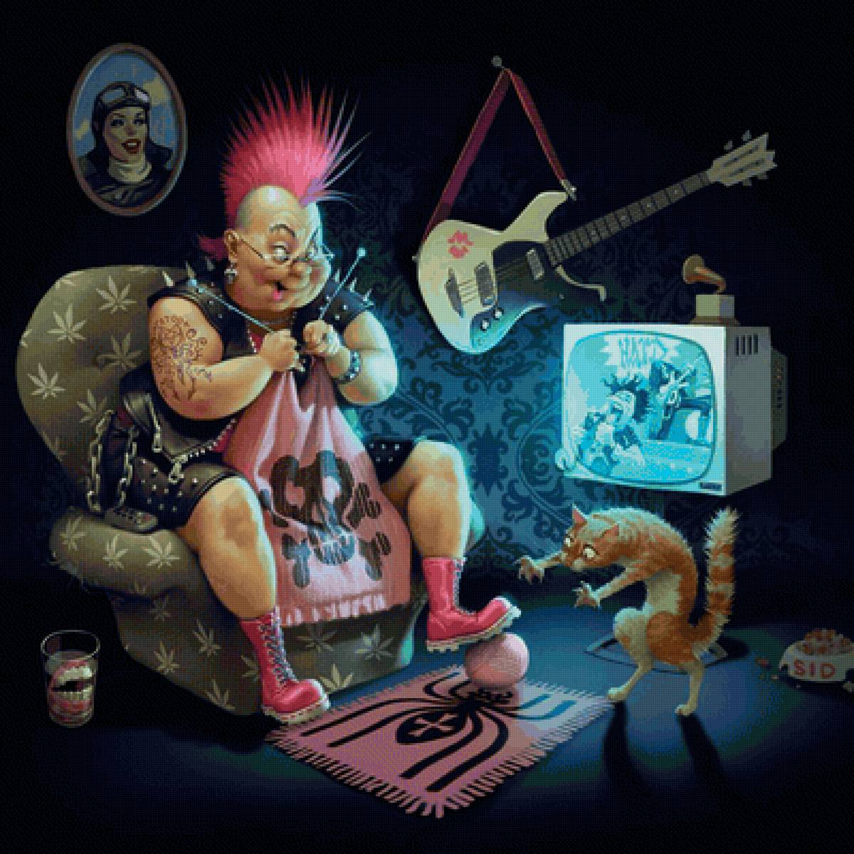 рукодельница - дама, юмор, кот - предпросмотр