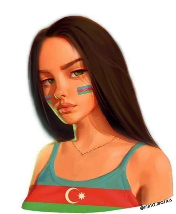 азербаджанский флаг - флаг, азербайджан, девушка - оригинал