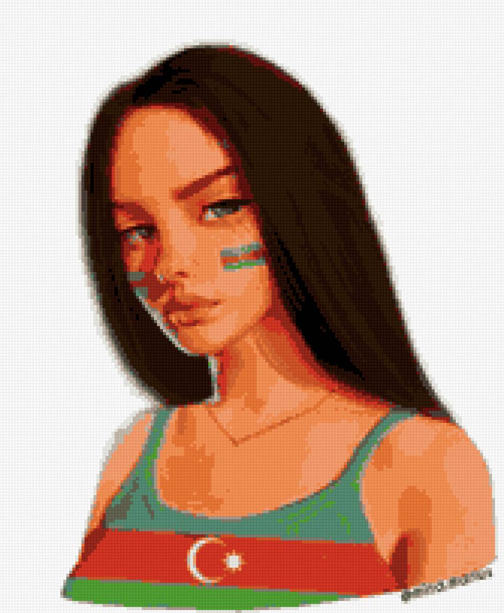 азербаджанский флаг - азербайджан, флаг, девушка - предпросмотр