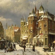 Схема вышивки «рынок в старом городе»