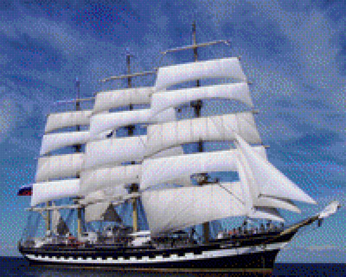 Крузенштерн российский корабль-парусник (200х160 DMC120 цветов) - парусник, крузенштерн, корабль, россия, российский, парус - предпросмотр