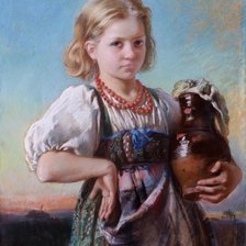 Оригинал схемы вышивки «Девочка с кувшином. Маковский» (№2349431)