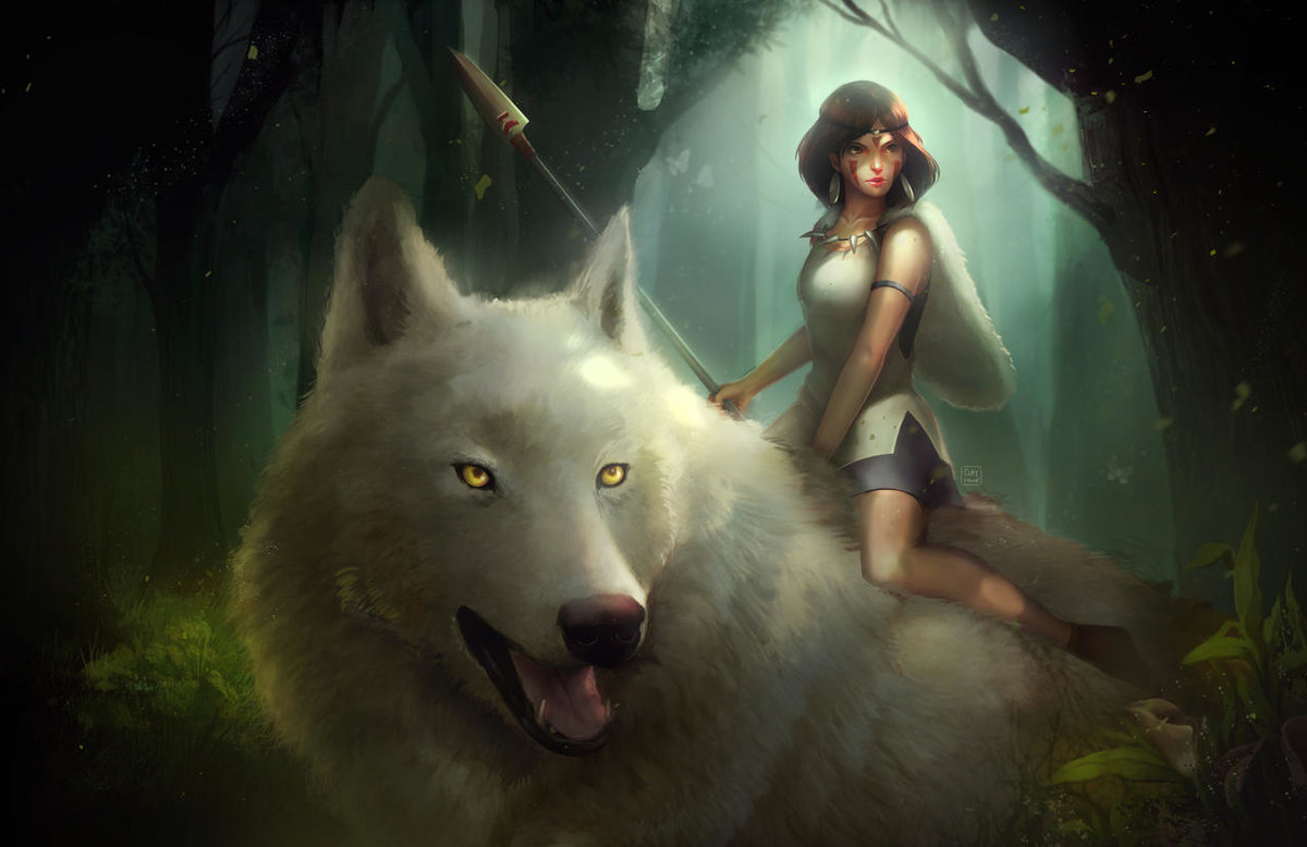 Принцесса и волк - фэнтези, животные, фантастика, принцесса, женщина, воин, волк - оригинал