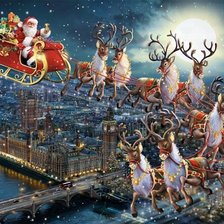 Схема вышивки «санта клаус с оленями»