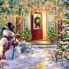 Схема вышивки «рождественский снеговик»