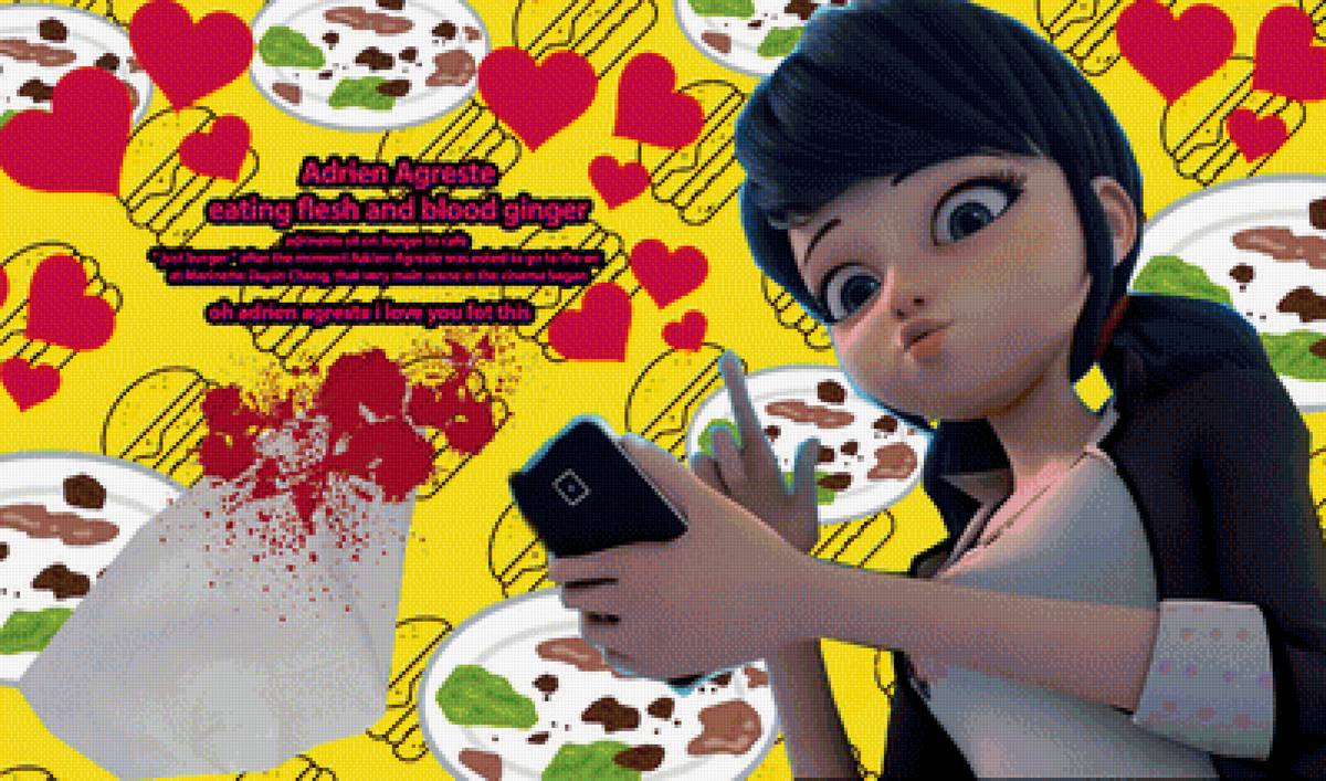 маринетт леди баг в кафе с бургерами с Адрианом - любовь, мультфильм, кино, свидание, тема для строк, леди баг - предпросмотр