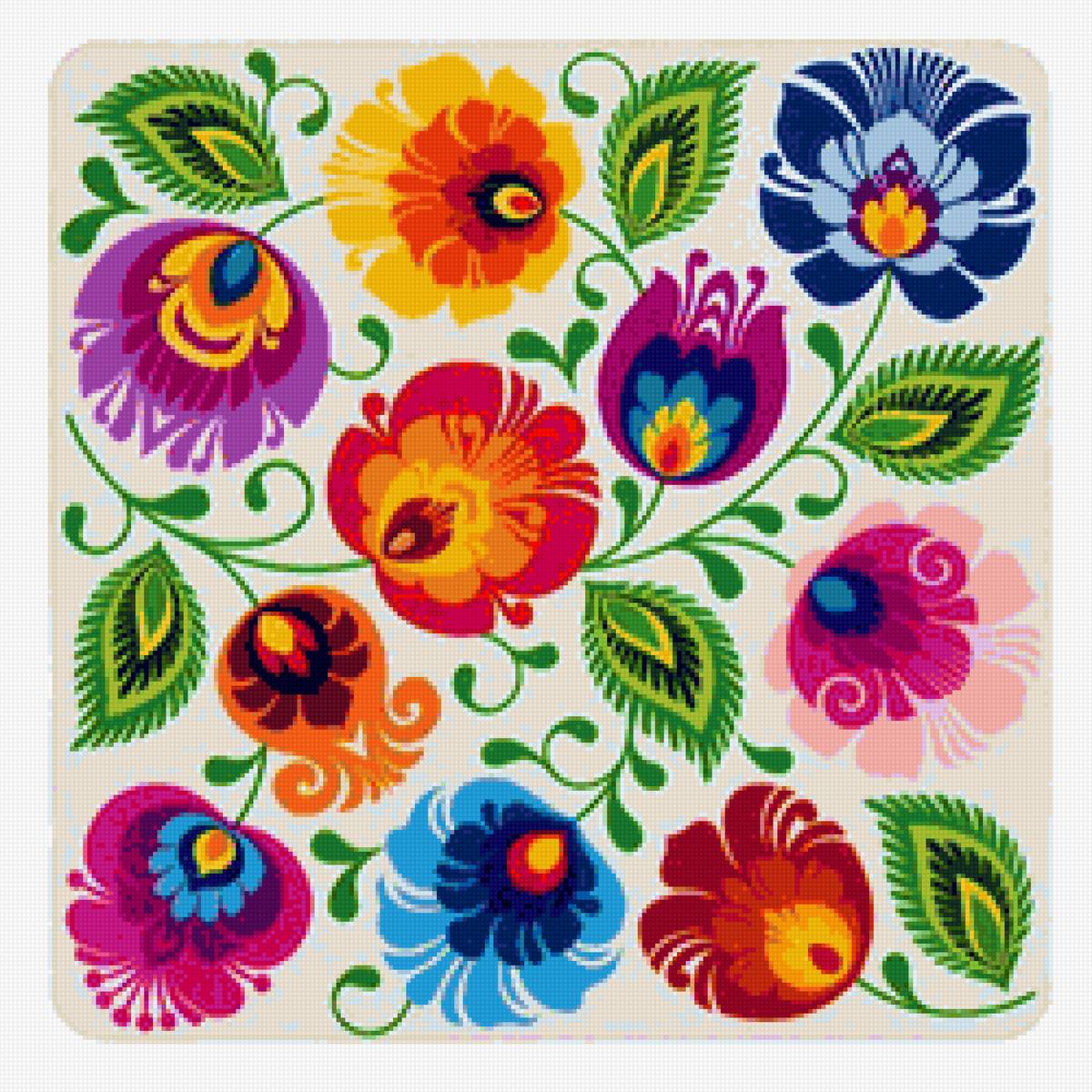 Польский орнамент - польша, народный, орнамент, цветочный, лович - предпросмотр