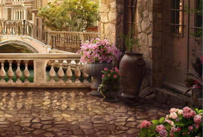 улицы курортного городка. схема №4 продолжение - улица, картина, город - оригинал