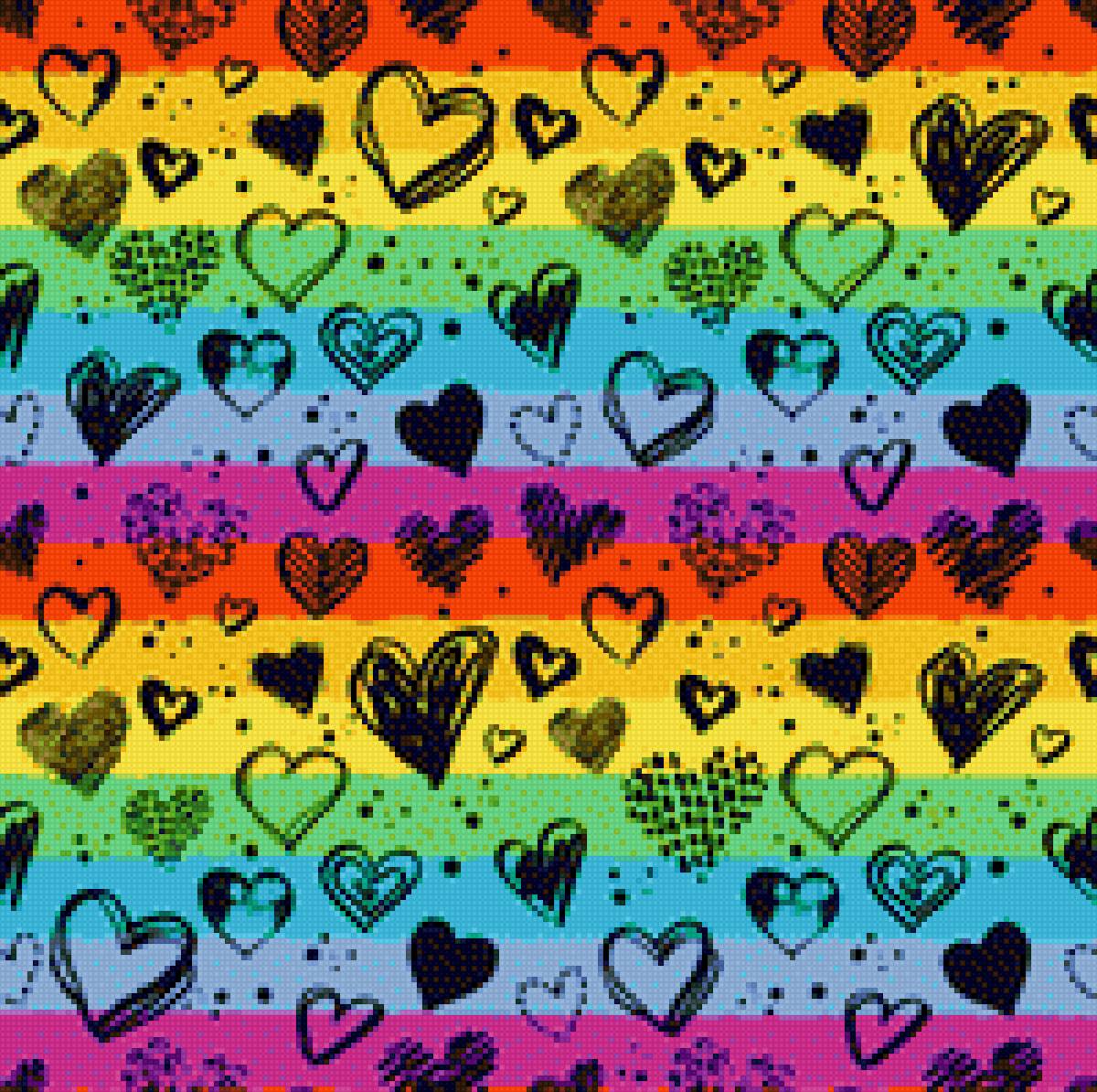 Любовь - сердце любовь радуга сердечки цветные разноцветные - предпросмотр