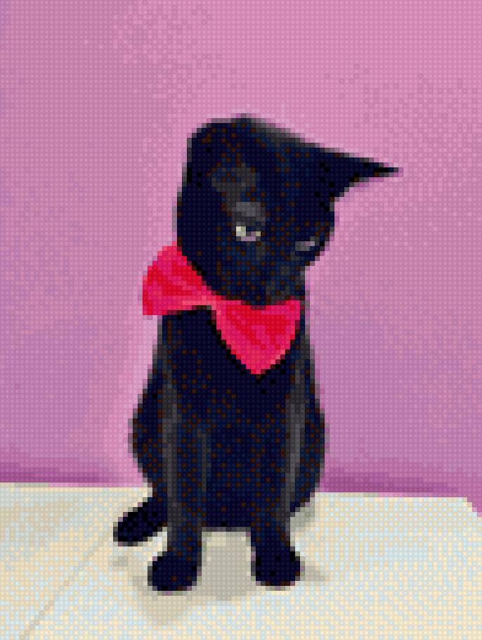 Кот и бантик - черный кот, бантик, кот, котя, коты - предпросмотр