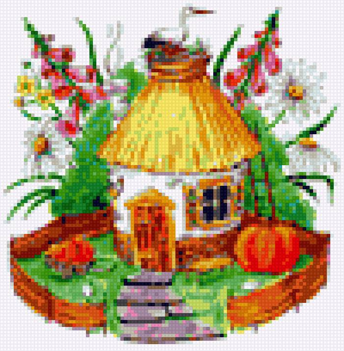 Аист на крыше - вышивка - предпросмотр