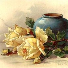 Схема вышивки «Синяя ваза и розы»
