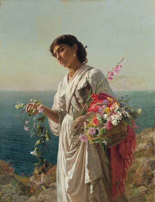№2352647 - sophie anderson - the flower girl, capri (between 1871 - 1894) - оригинал