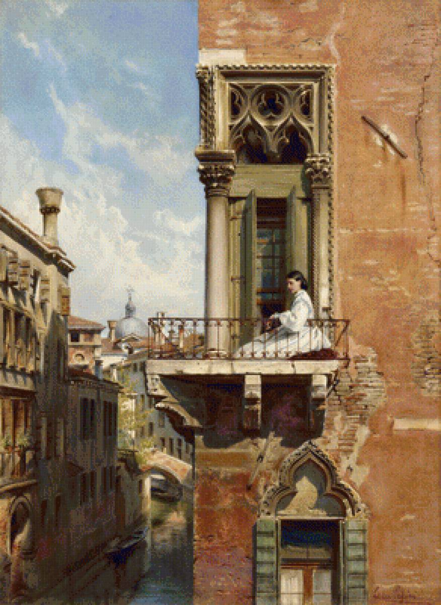 №2352698 - ludwig passini - anna passini on the balcony of palazzo priuli i - предпросмотр