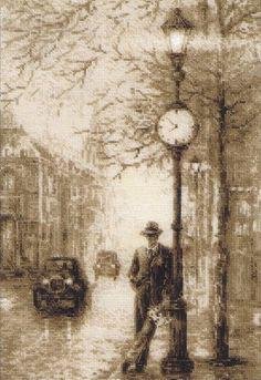 Влюбленный - часы, мужчина, фонарь - оригинал