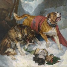 Схема вышивки «Английские мастифы приводят в чувство путника»