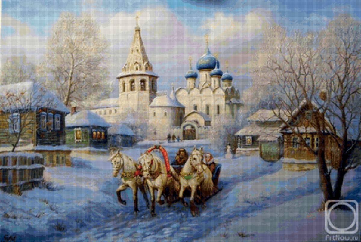 тройка суздаль. худ. гала астапова - гала астапова, тройка. живопись - предпросмотр