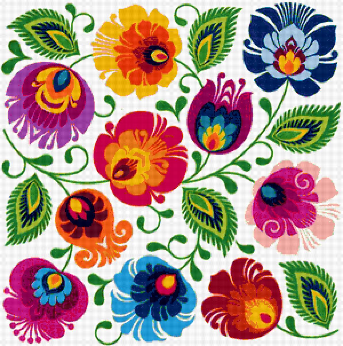 Польский орнамент 3 - лович, цветочный, орнамент, народный, польша - предпросмотр