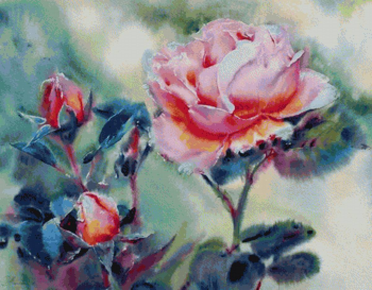 цветы - акварель, розы, пнк - предпросмотр