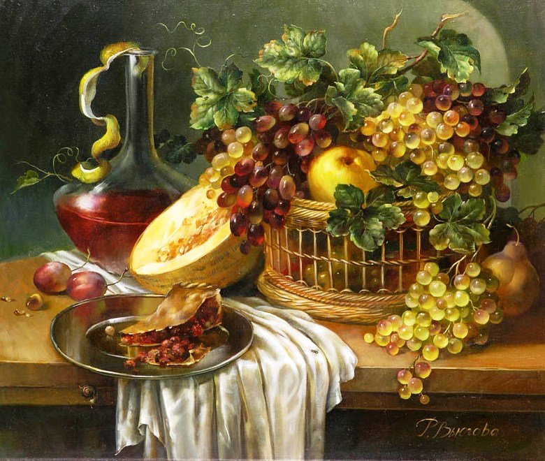 РИММА ВЬЮГОВА. СОЧНЫЙ НАТЮРМОРТ - фрукты, натюрморт - оригинал