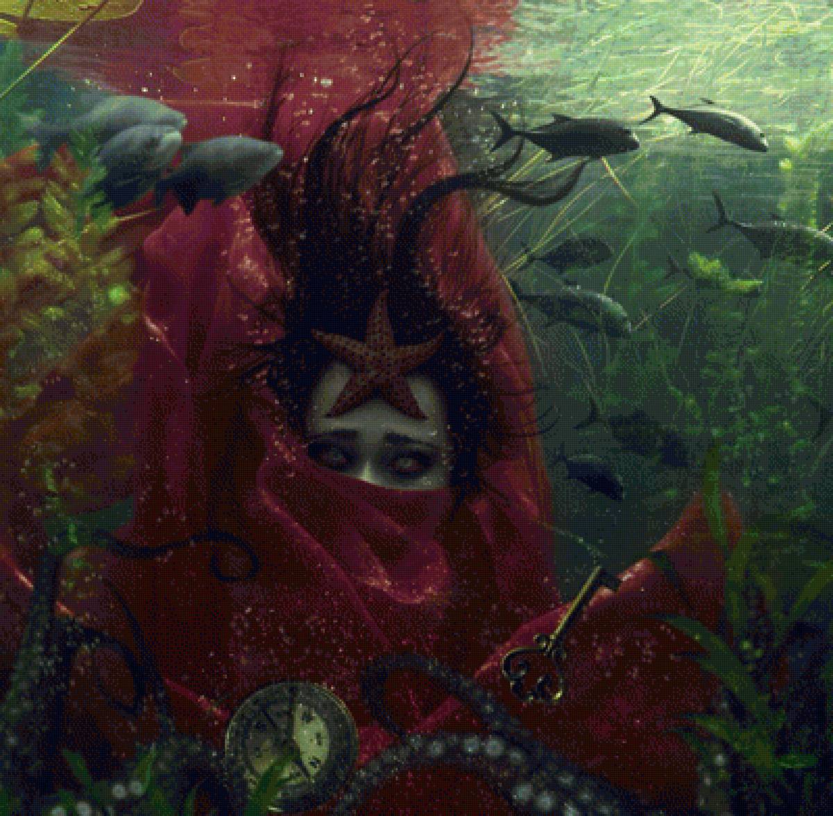 Под водой - фантастика, природа, девушка, фэнтези, пейзаж, портрет - предпросмотр