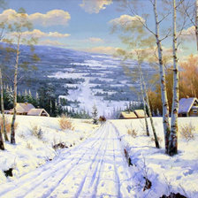 Схема вышивки «зимняя дорога»