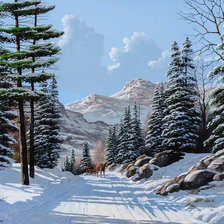 Схема вышивки «зима в горах»