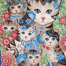 Схема вышивки «Gata com gatinhos.»