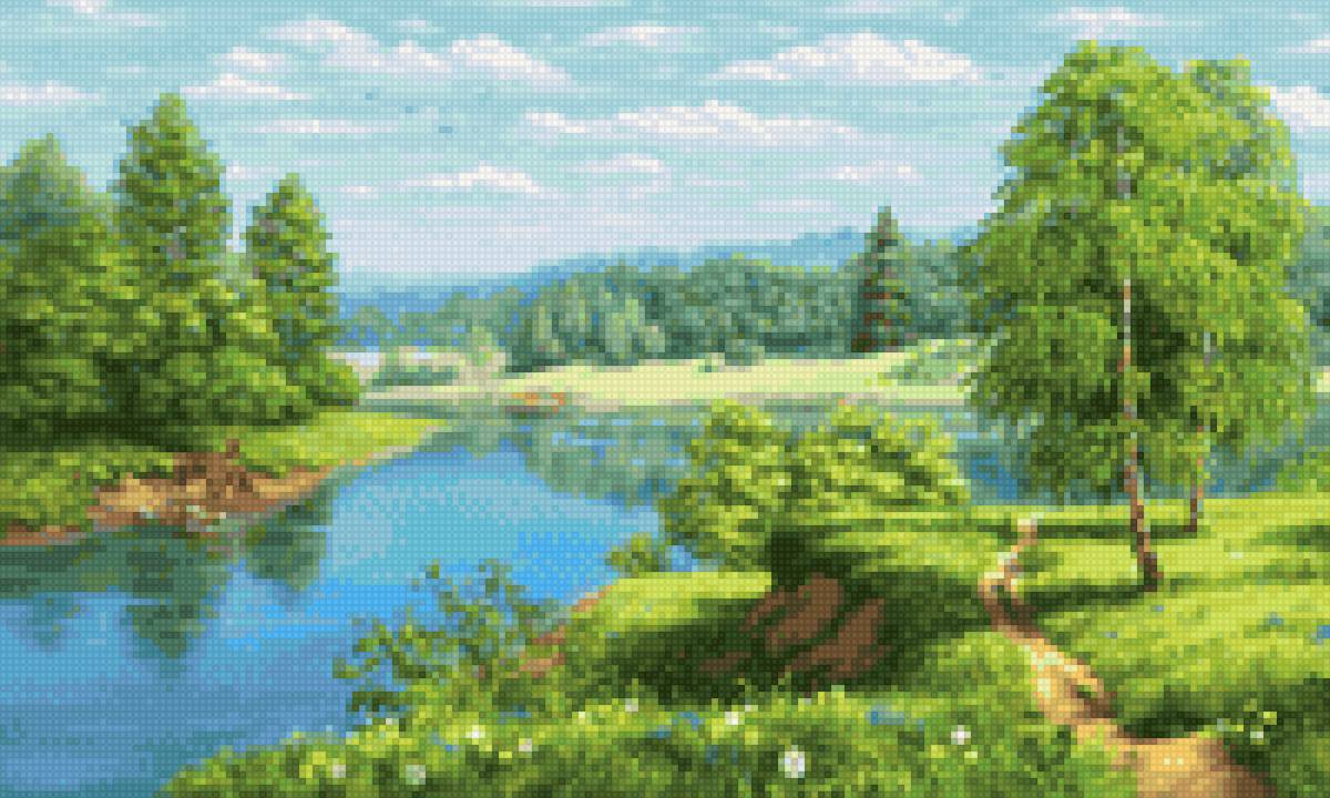 Пейзаж Лето - речка, лето - предпросмотр