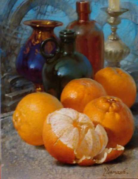 ЮРИЙ ЯРОШ. МАНДАРИНЫ - фрукты, натюрморт - оригинал