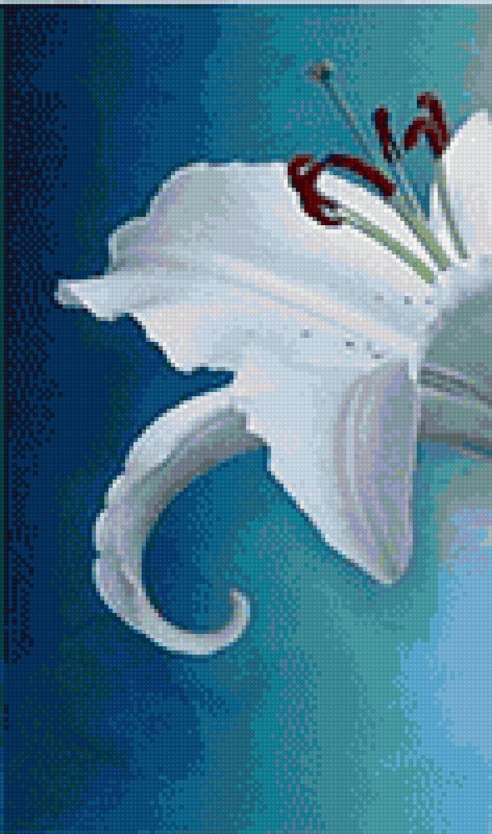 лилии на синем 1 - лилии цветы полиптих - предпросмотр